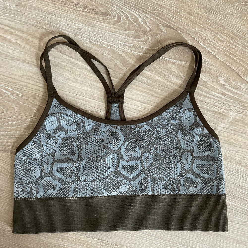 Bombshell Sportswear Snakeskin Print Racerback Sports Bra Size XS Athleisure